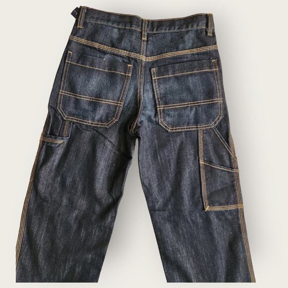 Old Navy Painter Darkwash Straight Leg boys Utility Jeans Size 12 Regular NWT - Picture 4 of 9